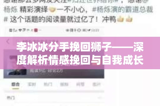 李冰冰分手挽回狮子——深度解析情感挽回与自我成长之路