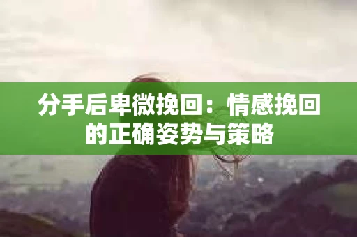 分手后卑微挽回：情感挽回的正确姿势与策略